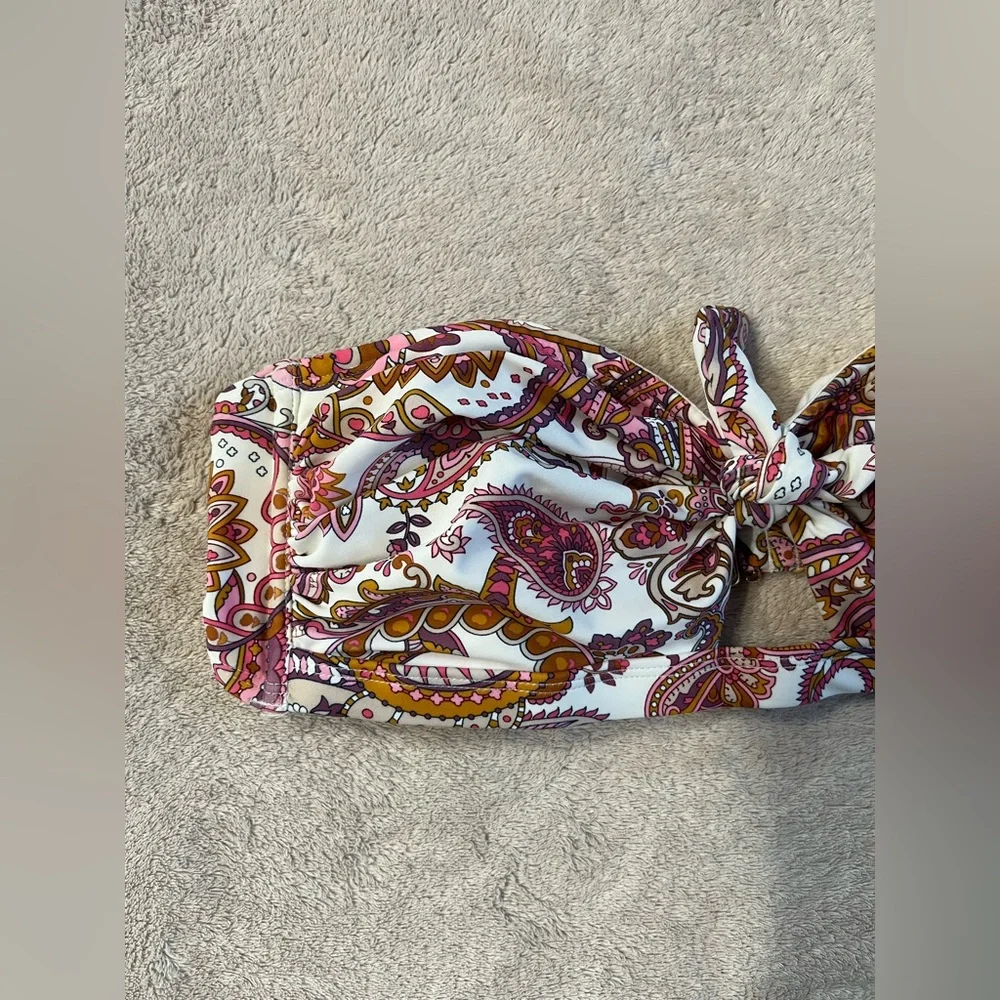 Shade & Shore Women’s Strapless Bandeau Bikini Top Large (12-14) NWT Paisley - Picture 2 of 9